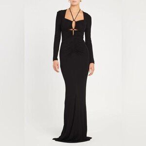 Rebecca Vallance Riccardo Black Long Sleeve Jersey Cocktail Evening Gown